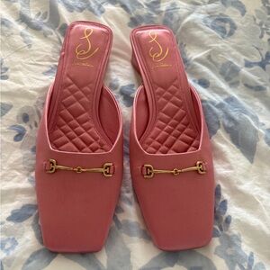 Sam Edelman Pink Mules with Gold Accent